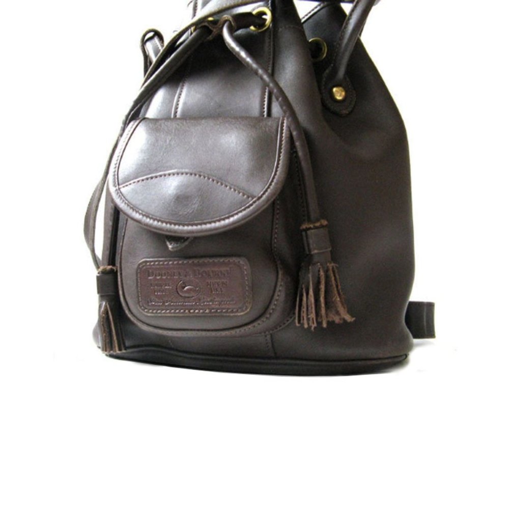 Vintage Dooney & Bourke Bag Brown Glove Leather Pocket Drawstring